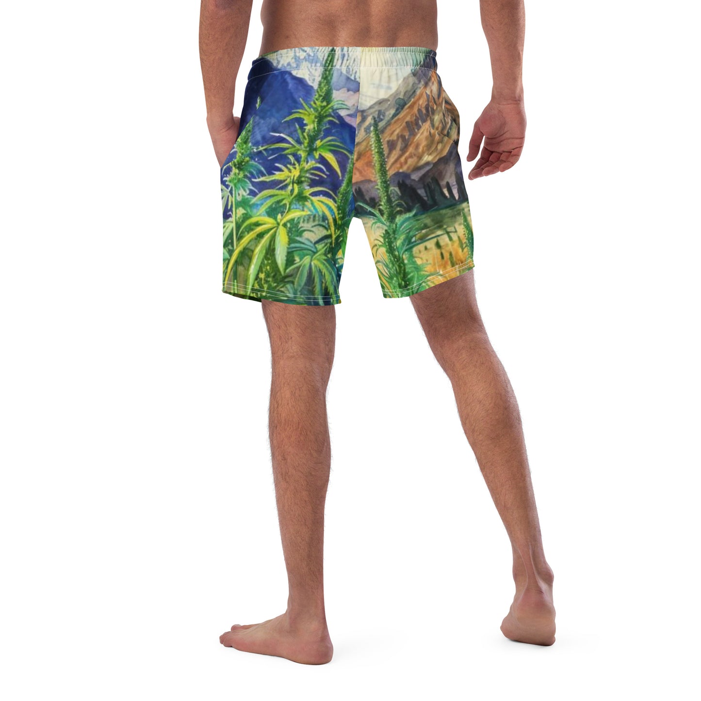 Therapy Swimsuit: Cannabis Elevates Love and Creation - Men's Swim Trunks