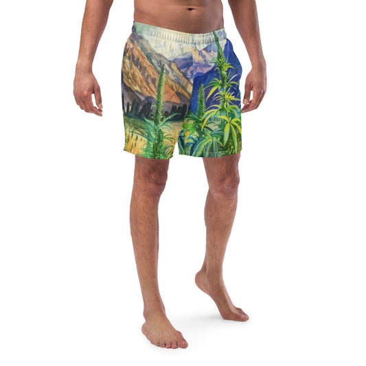Therapy Swimsuit: Cannabis Elevates Love and Creation - Men's Swim Trunks