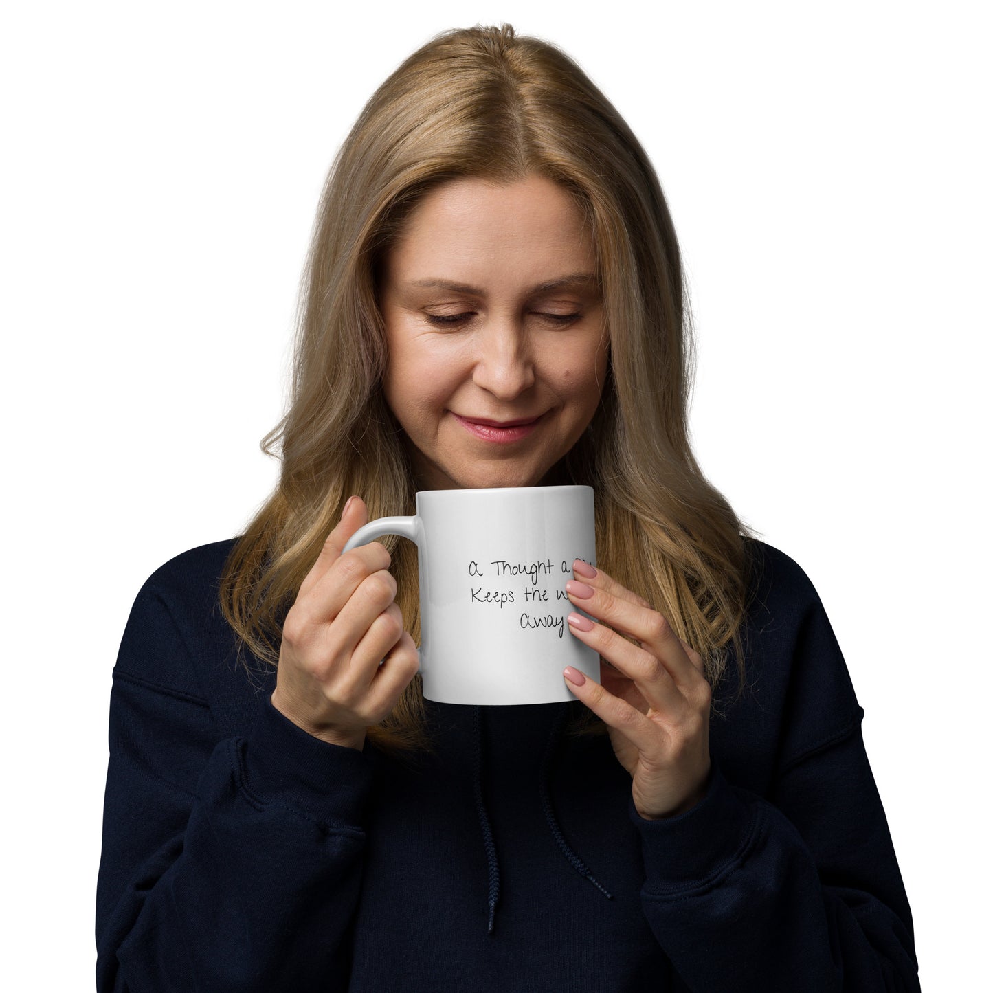 Therapy Mug: A Thought A Day Keeps The Worries Away - Reminder to Use Cognitive Behavioral Therapy Practices